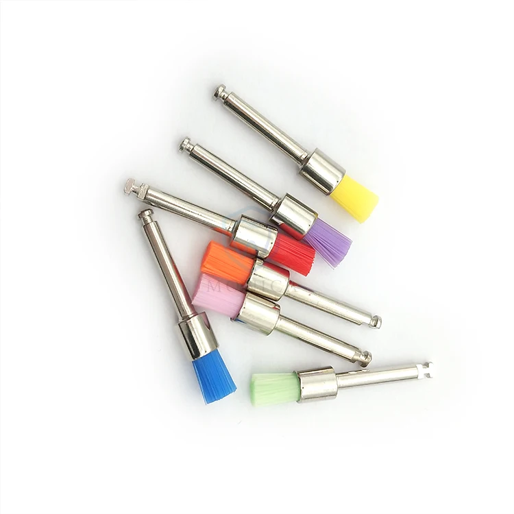 MC-Q262C  Dental Color Latch style long flat prophy brush 100pcs/box