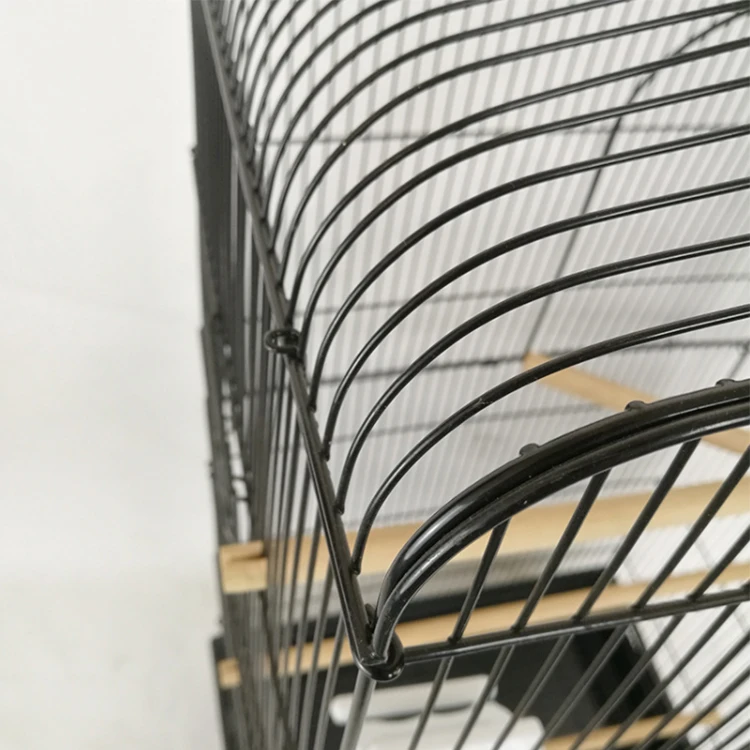 
2000 in stock black large bird cage46x37x93cm 3 layers folding parrot stainless cage independent packing for convenient delivery 