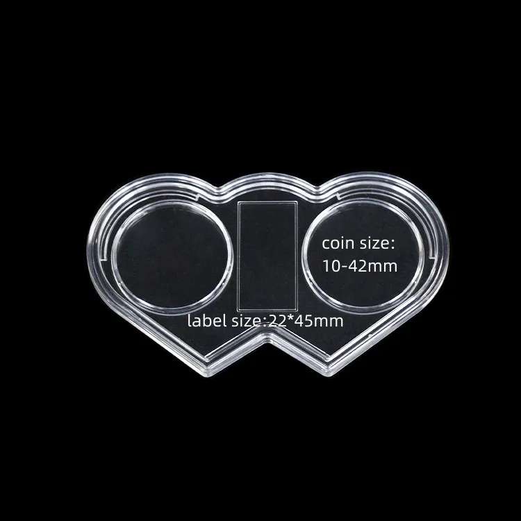 Plastic acrylic coin slab adjustable inner pad coin case collection display case  2 Coins Holder
