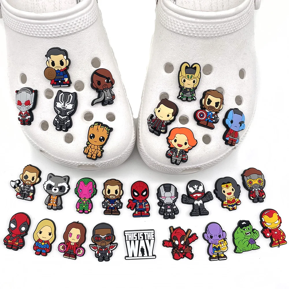 Wholesale Marvel Superhero Shoe Charms Spider Man Shoe Charms Custom Marvel Charms Fits Sandals Bracelets Gift for Boys Girls