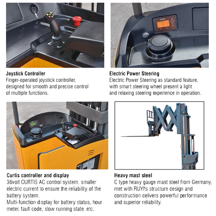 Xilin 9M 1600kg Electric Forklifts Reach Truck With Double Scissors