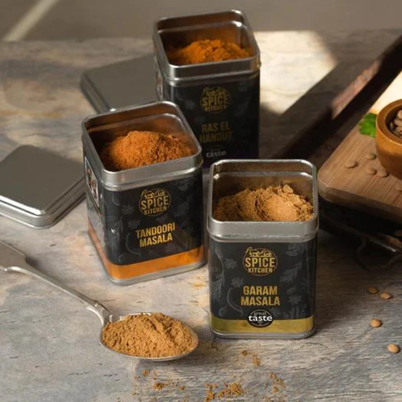 Small square pepper tin box storage spice tin can container