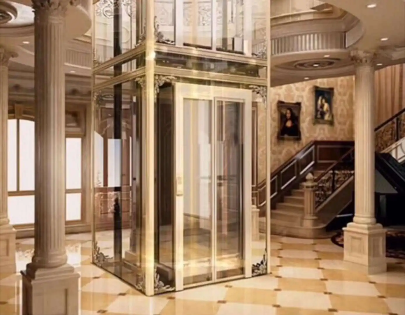 Mini house elevator residential lift 2-3 person home outdoor elevator small home hydraulic elevator
