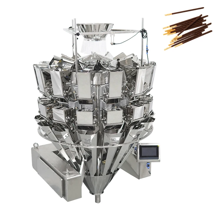 High Quality Multifunctional 14 Head Automatic Combination weigher Long strip Chocolate Biscuit Weighing Packaging Machine