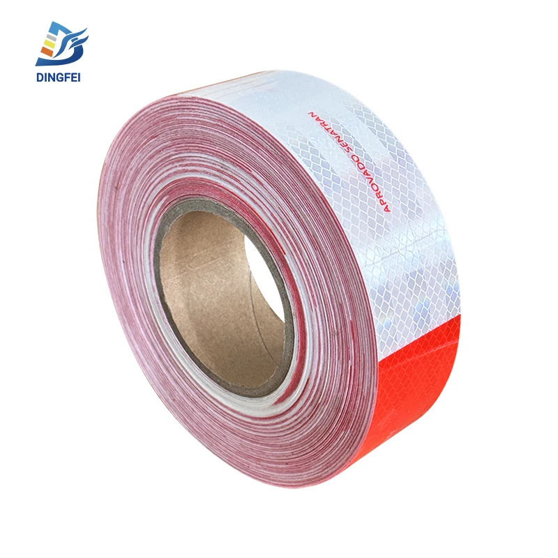 Custom Logo Car Reflective Stripes Red White DOT-C2 Trucks Outdoor Reflective Car Reflector Warning Stickers Radium Tape Roll