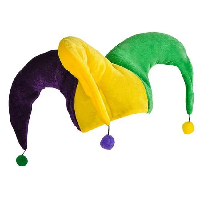 Halloween  Funny Multicolor Halloween Jester Clown Mardi Gras Party Costume Hat
