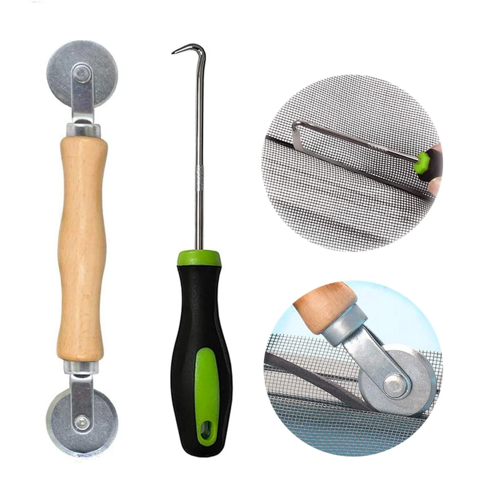 Screen Door Repair Tool Kit/Screen Roller Tool and Screen Spline Remover Hook