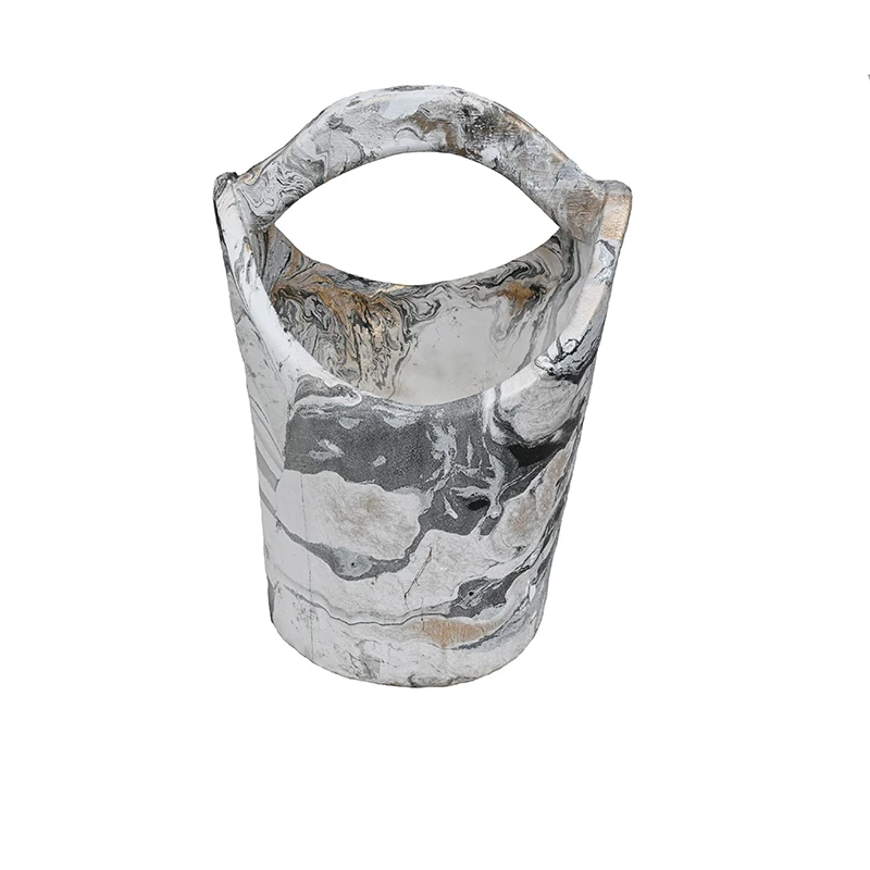 Wooden bucket crafts natural paulownia tree artificial carving