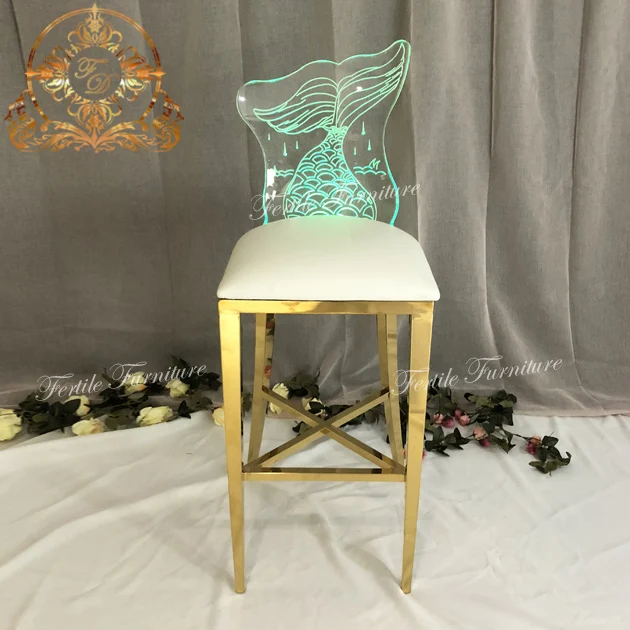 Fish Tail Acrylic Back Pattern Luxury Bar Stool