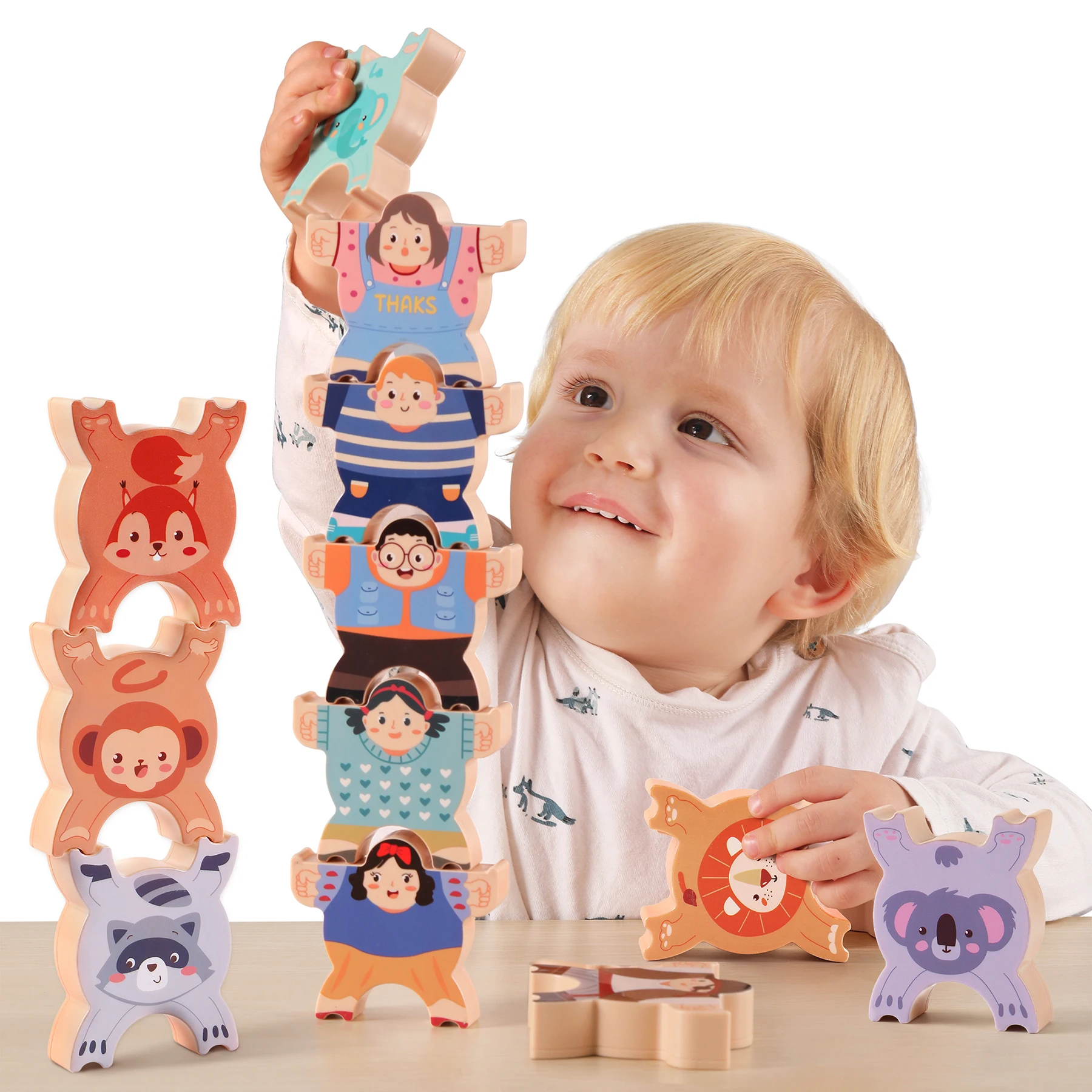 Tumama Kids Funny Stacking Game Toys Dolls Intellective Building Blocks Toys Set for Children and Babies