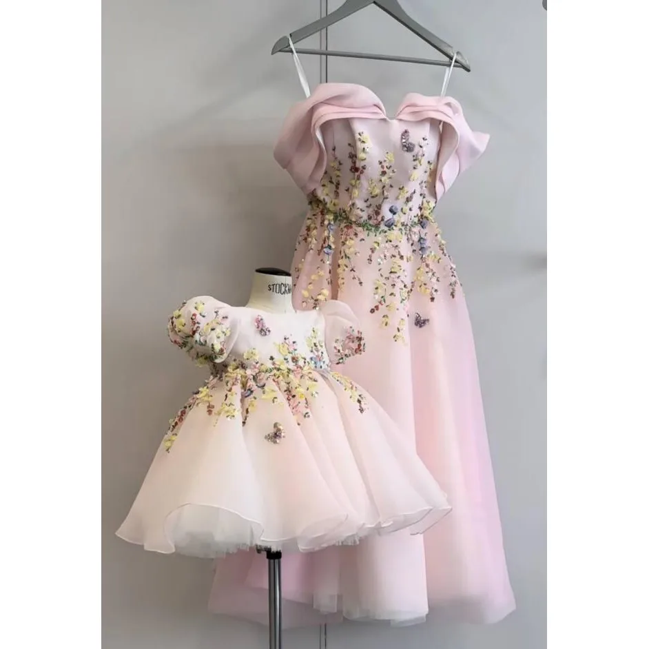 Красное платье с открытыми плечами для девочек, платья с цветком для От 3 до 14 лет, платья для девочек, с цветком