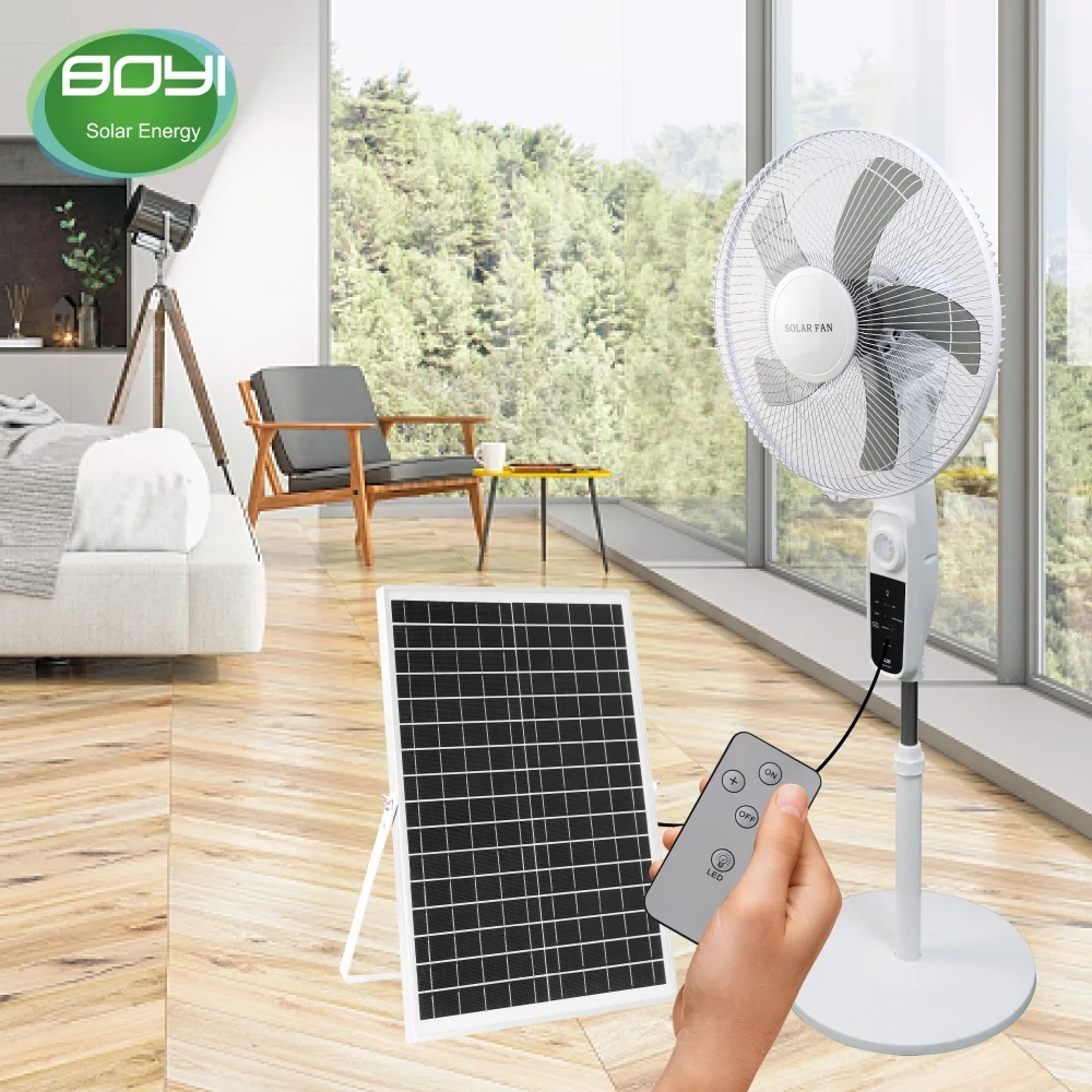 16Inch dc 12v rechargeable, energy-saving, quiet, 4-speed wind speed can disassemble and clean the solar fan
