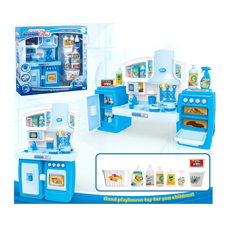 Wholesale Educational Toy Children Kitchen Accessories Pretend Play Girl Cooking Pretend Play Happy Kitchen Cabinet Toys