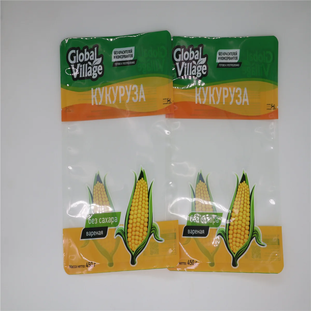 Frozen Sweet Pea Sweet Corn Kernel Packaging Design Three-Sided Seal Color Printing Self-Supporting Plastic Bag