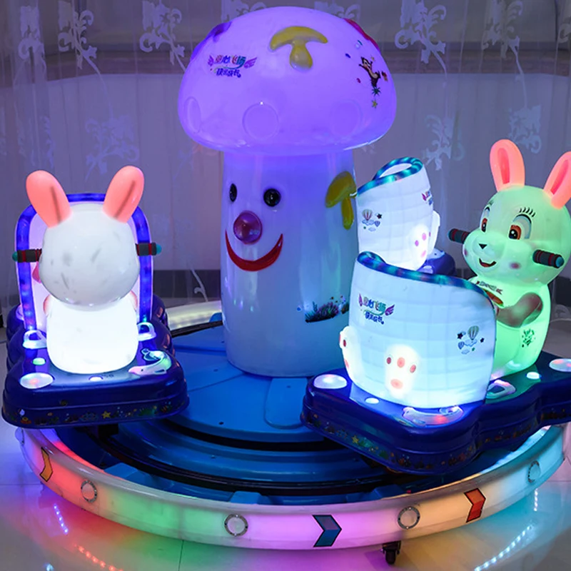 Indoor Children Electric Plastic Mini Castle Track Train Coin Operated Kiddy Horse Luxury Carousel Ride