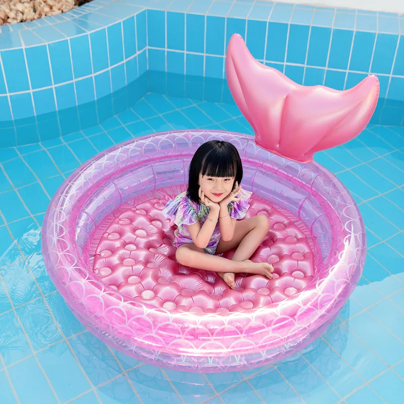 Inflatable Mermaid Kiddie Pool Round Blow Up Kids Pool Toddler Swimming Pool