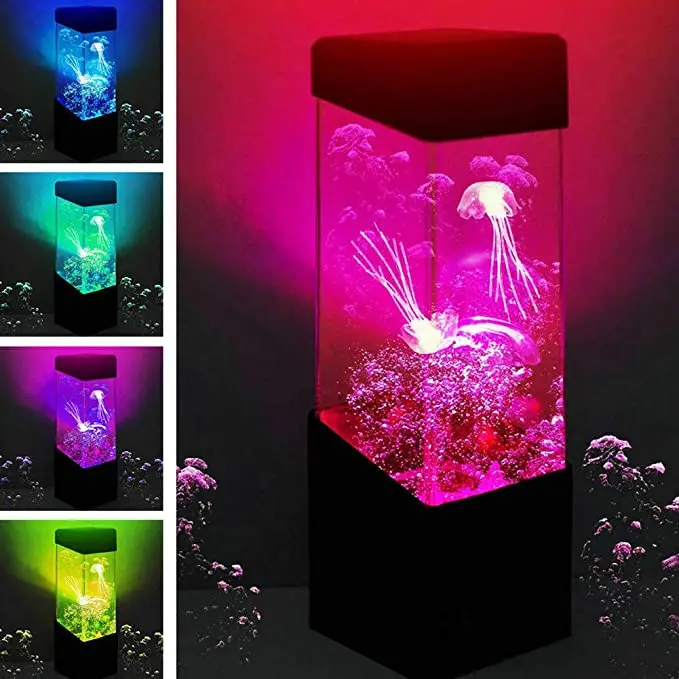 Mini Aquarium Night Lights Swim Free Jelly Fish Lighting Aquarium Tank Decorative Bedside Motion Jellyfish Lamp
