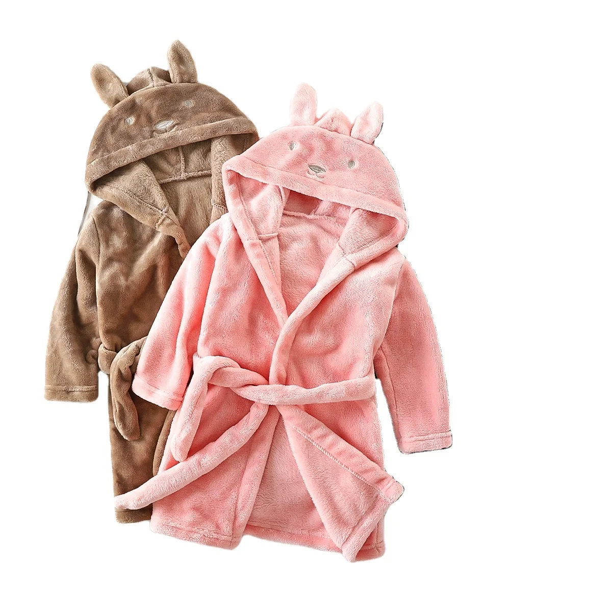 Cute cartoon animal pattern design hooded bathrobe for middle and small children