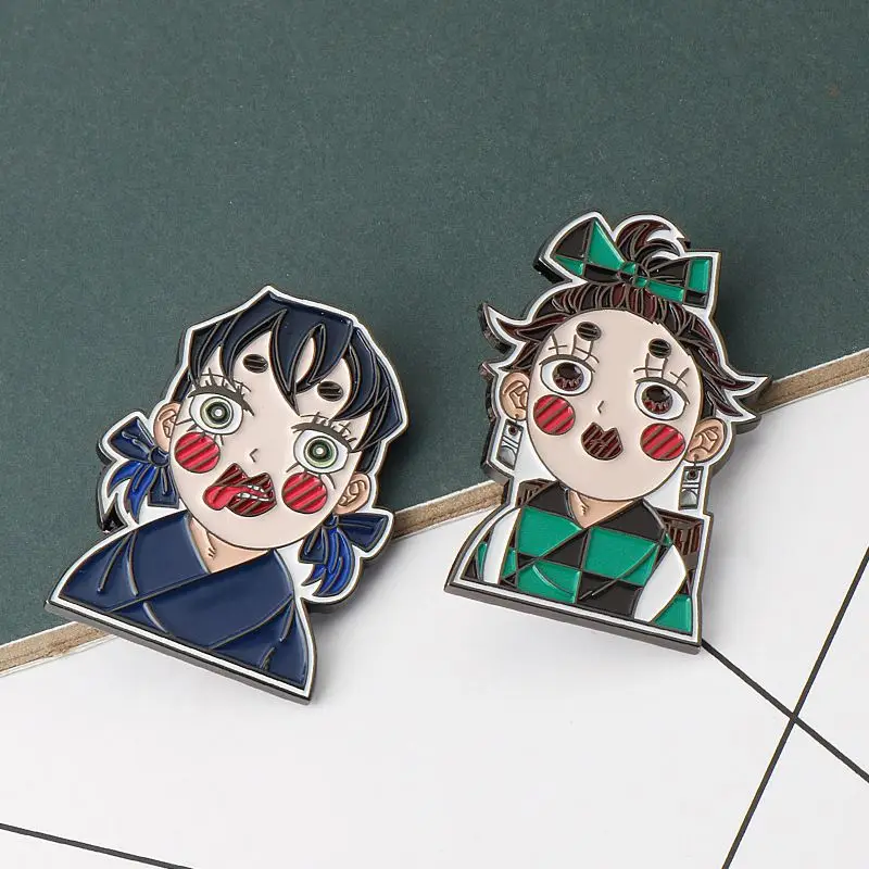 Wholesale Japanese Anime Demon Slayer Flower Street Chapter Mouth Hira Inosuke Tanjiro Metal Badge