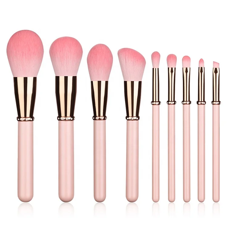 9 Matte Pink Diamond-encrusted Make up Tools High End Diamond Private Label Brushes Makeup Brush Set