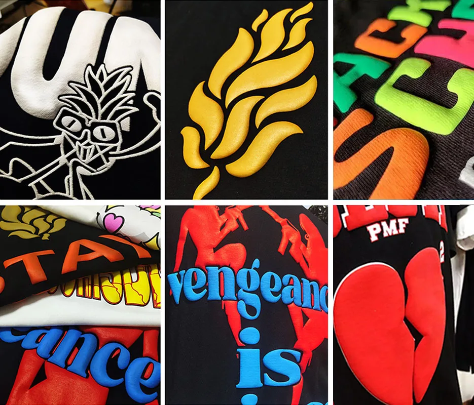 huili manufacturer oem unisex streetwear full face zip hoodie custom heavyweight 3d puff printing graphic hoodies for men