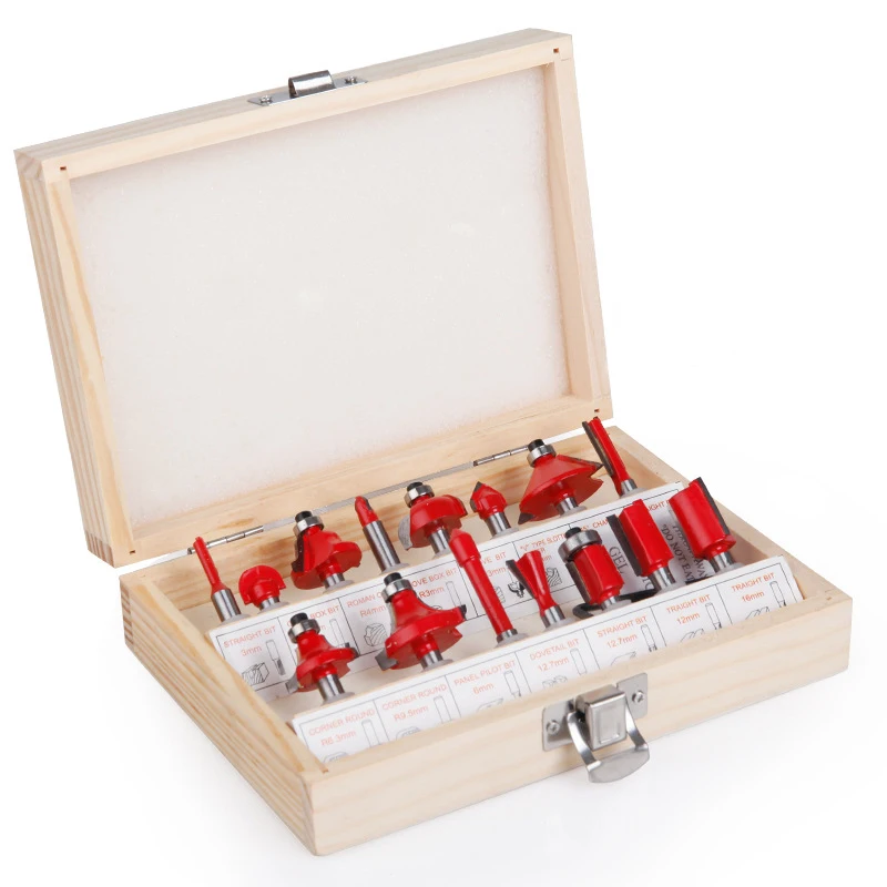 15PCS Router Bits Set Tool Set with Carrying Case Woodworking Tools  Router Bits Milling Cutter for Wood Router Bits for wood