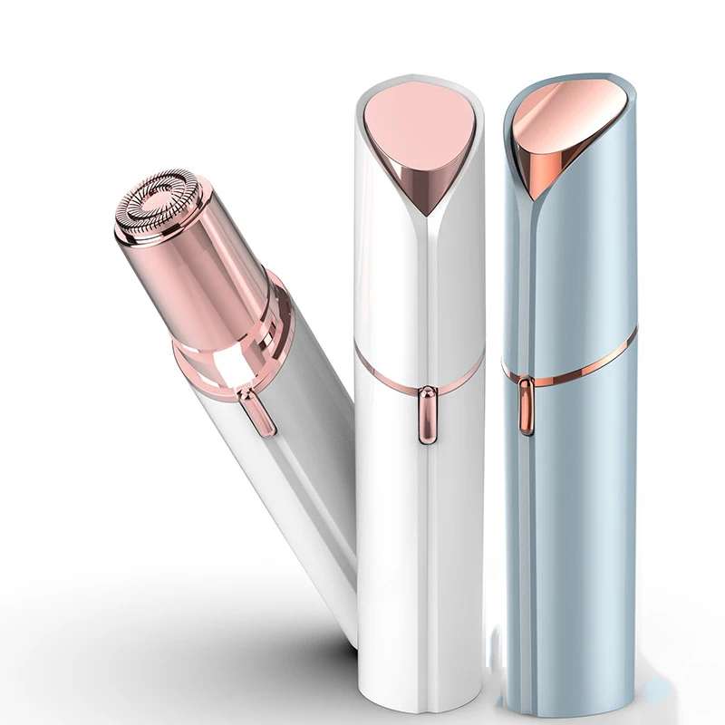 22 Portable USB Rechargeable White Blue Mini Women Face Eyebrow Trimmer Facial Hair Remover 2 in 1