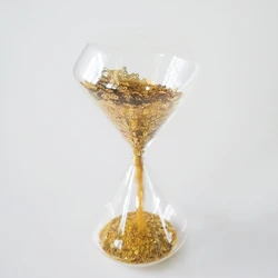 Sandtimer hourglass Diamond shape sequin golden beads Glass Hourglass Custom Sand Timer for Wedding home decoration gifts