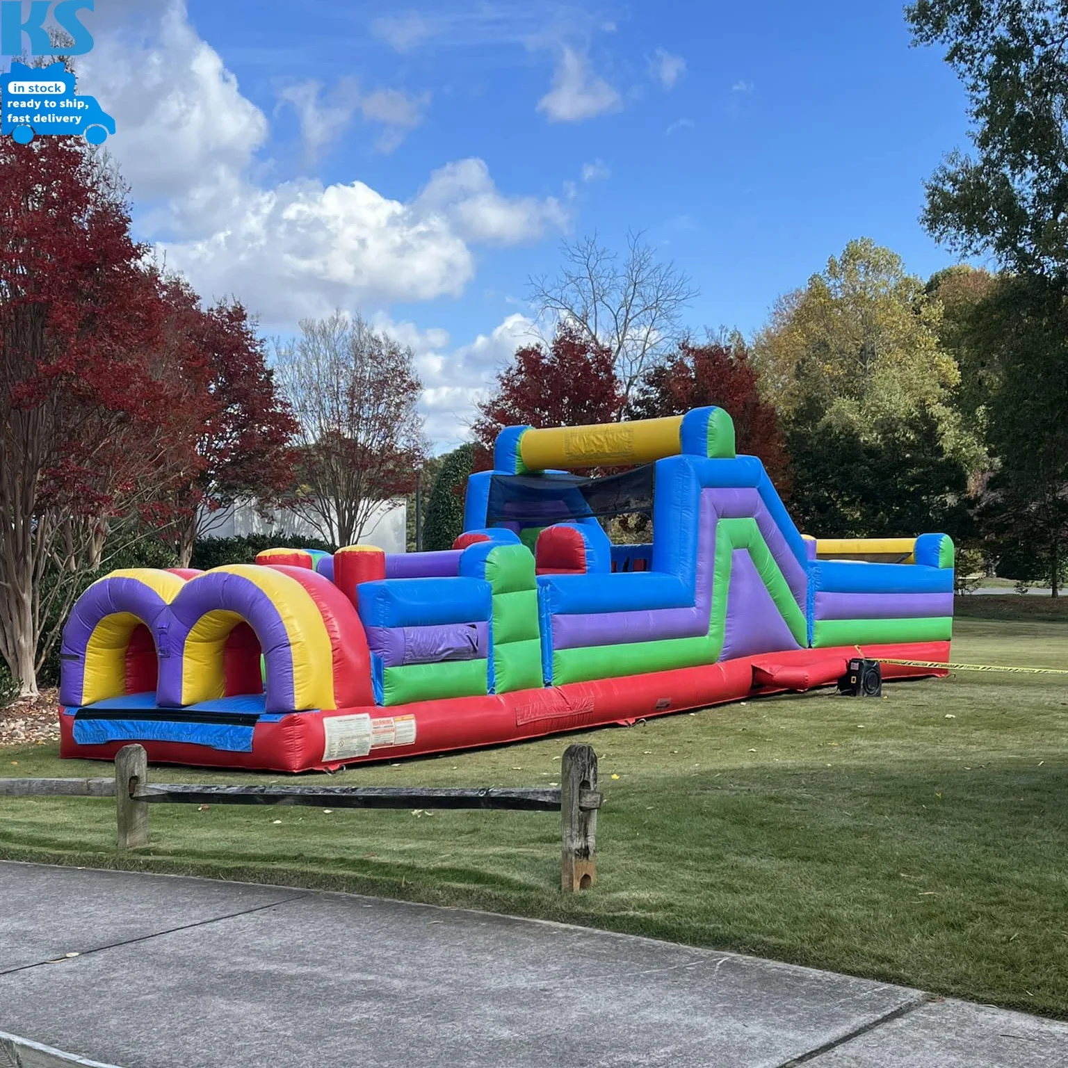 Large Kids Outdoor Commercial PVC Jumping Bouncy Castle Inflatable Obstacle Course Bounce House With Slide For Rental Event