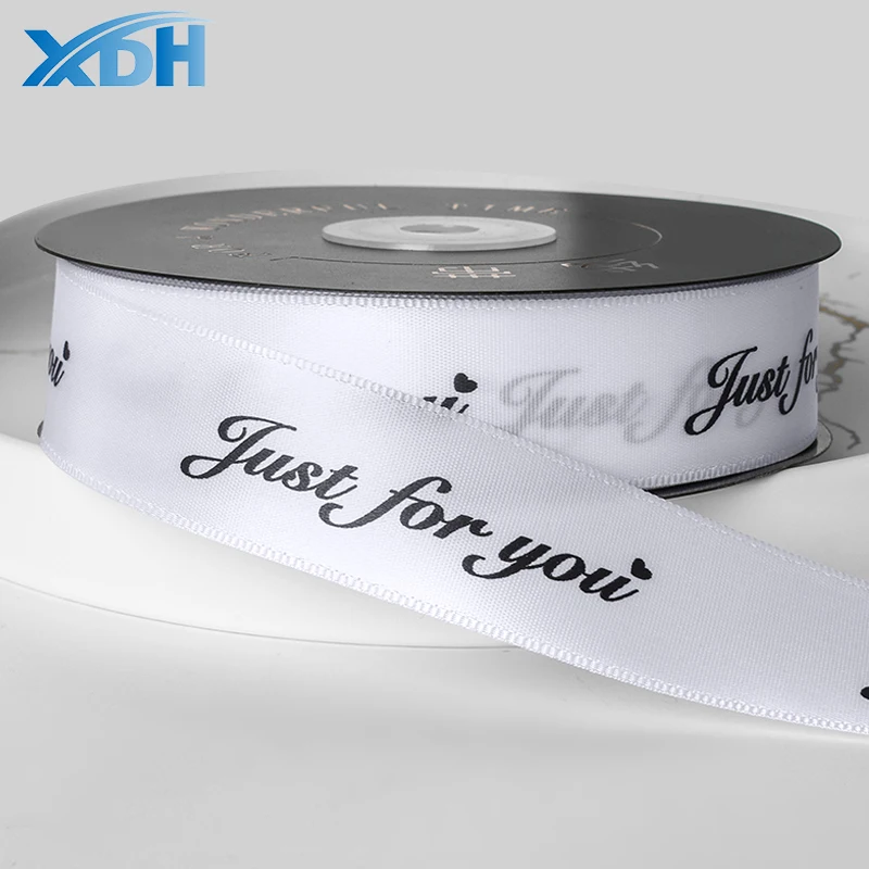 Custom Brand Colored Satin Ribbon With Logo And Bows For Gifts Dot Printed Ribbon Bow