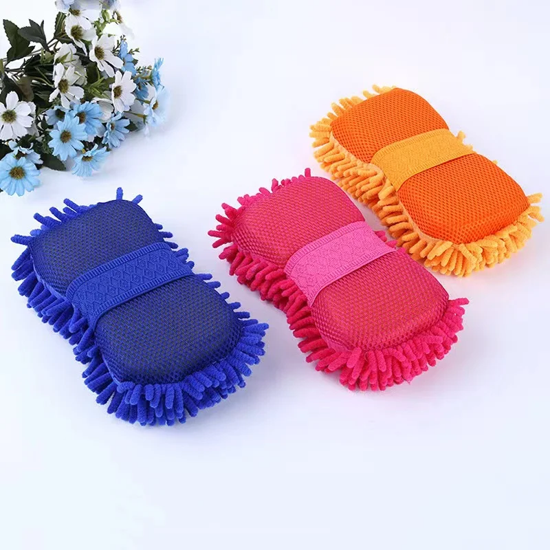 Round Detailing Cleaning Cloth With For Car Microfiber Chenille Sponge Top Fashion Colorful Wax Applicator Pad