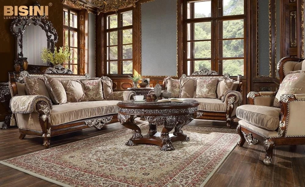 Элегантный импортный деревянный диван и стол в американском викторианском стиле из цельной древесины новейшего дизайна для гостиной