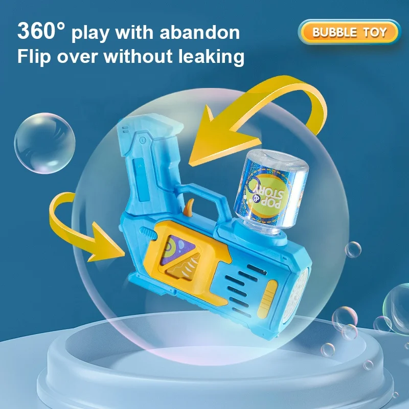 Light-up Electric Bubble Machine Outdoor Games Shooting Guns With 100 Ml Soap Water 10 Holes Automatic Bubble Gun For Kids