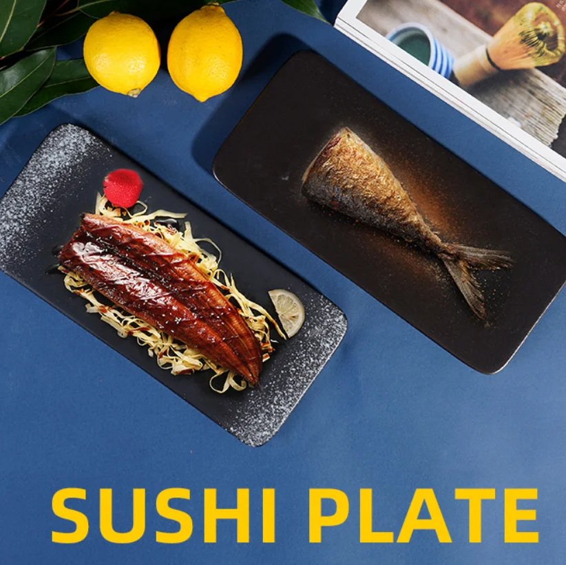 Japanese ceramic Sushi Plate Rectangular Plate  Home Hotel Tableware ceramic plates