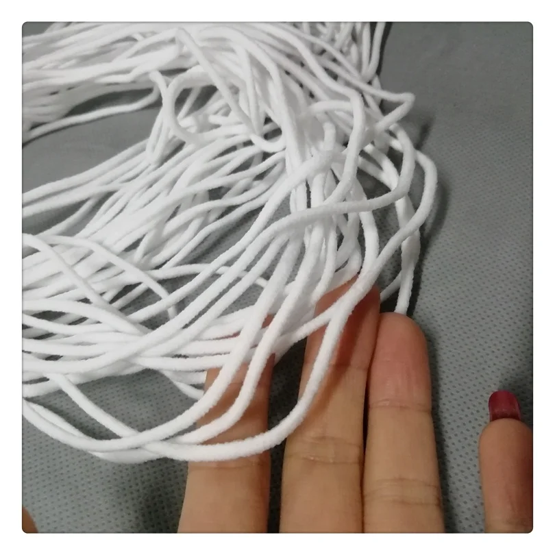 
elastic strap earloop cord white earloop ear rope 3mm round and flat for making face cover 