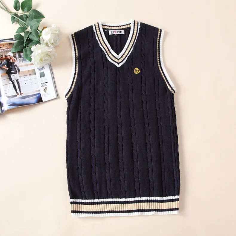 High Quality Boys and Girls Cardigan Pullover Sweater School Uniforms Vest