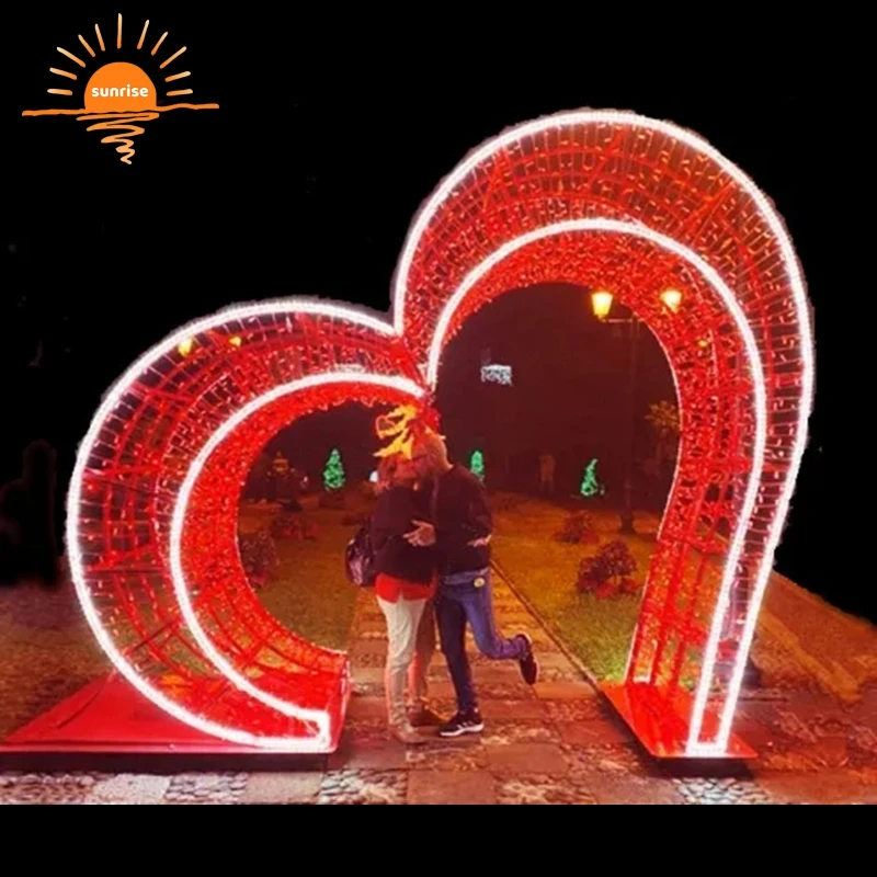 Outdoor flashing decoration Christmas street light arch LED arch tunnel light 3d holiday square decoration theme light
