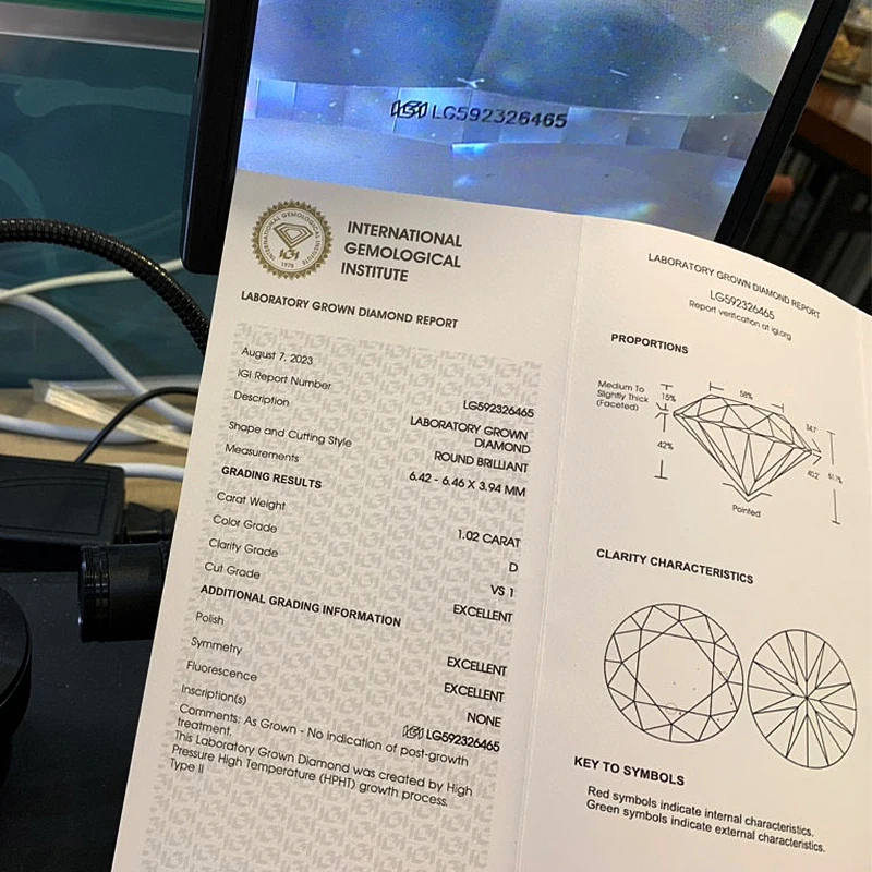 Promotion HPHT diamond IGI certificated D E 1CT -2.0CT VS VVS clarity 3EX cutting round lab grown diamond loose stone