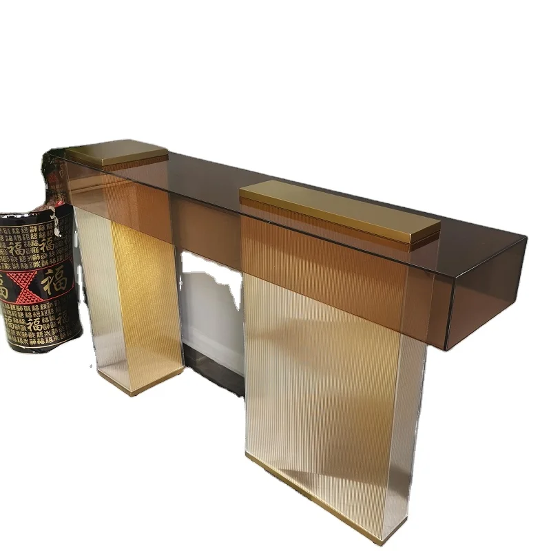 
Modern hotel living room European mirror porch table metal countertop decoration table 