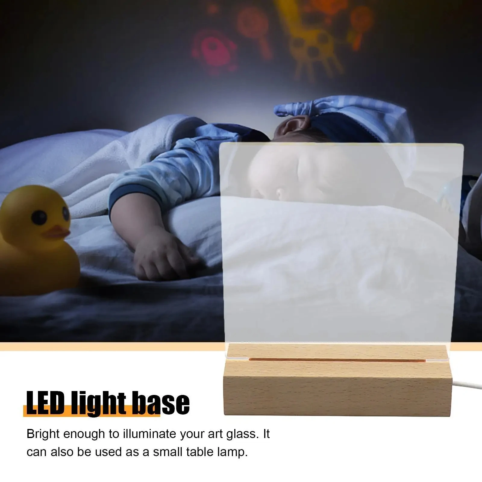 Ready to Ship In Stock Fast Dispatch DIY Lighting 3D Led Night Light Erasable Clear Blank Acrylic Board with Wood Stand Holder W