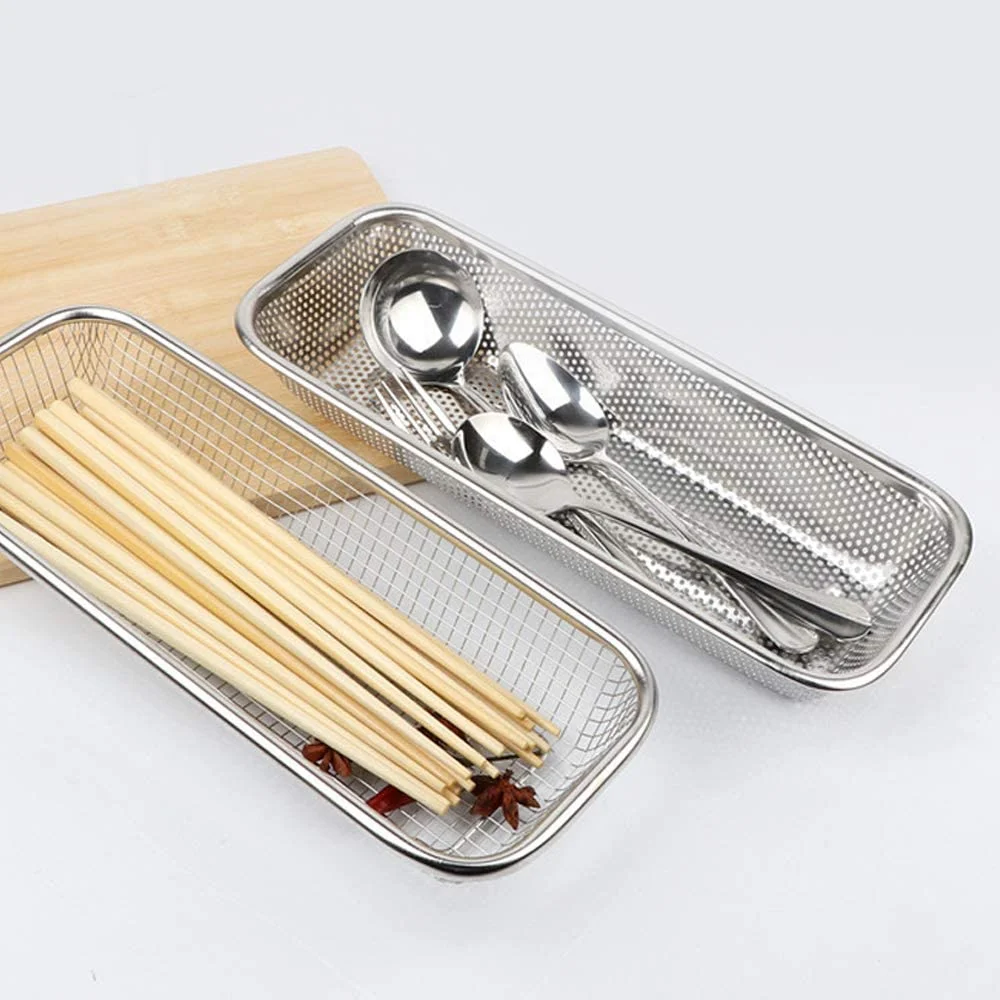 Stainless Steel Mesh Net Strainer Basket with a Wide Rim, Resting Feet and Handles