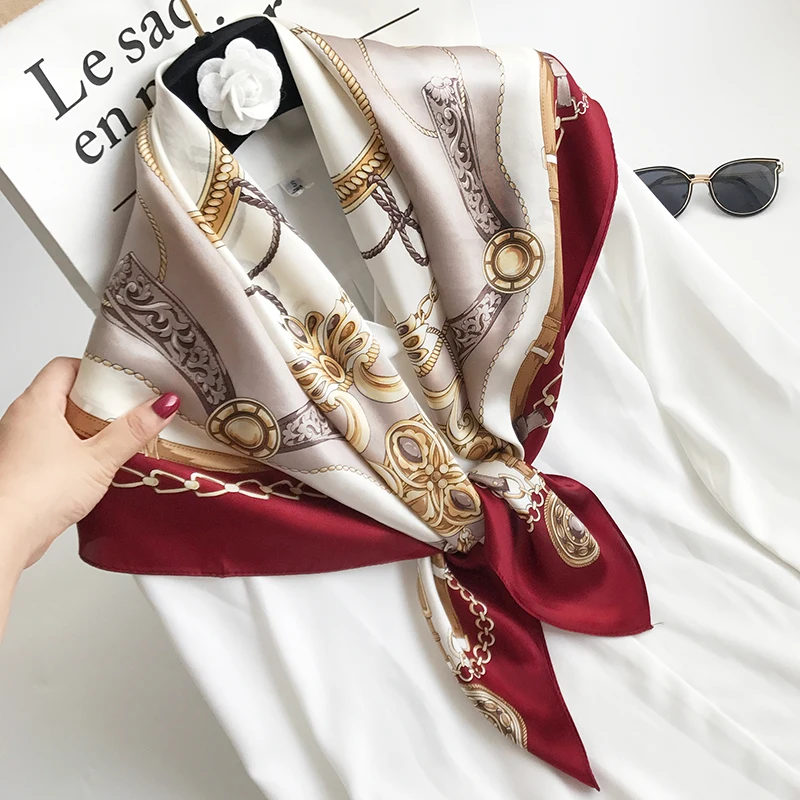 OEM High Quality 100% Natural Silk Scarves Graceful Ladies Party Custom Digital Printed Satin Square tudung Silk Scarf
