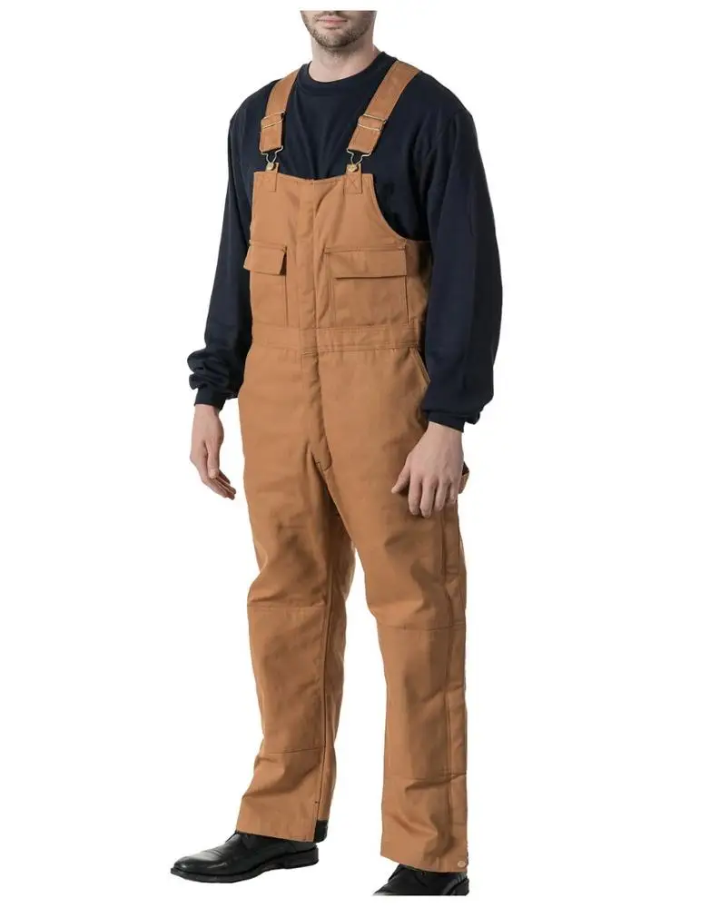 Durability cotton duck protective bib pants industrial cargo pockets utility workwear bib brace overalls