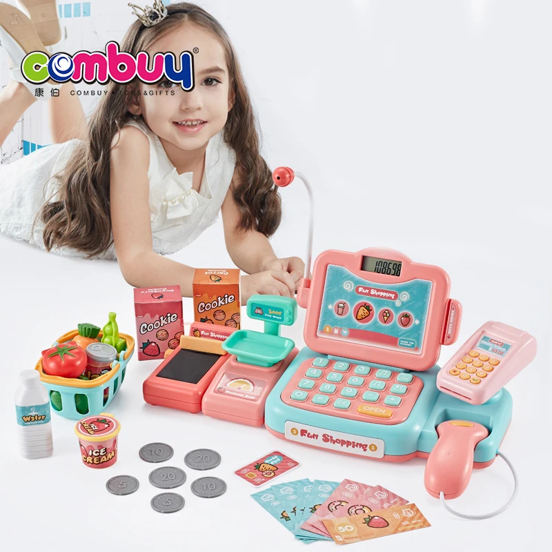 Supermarket plastic electronic toy cash register for kids