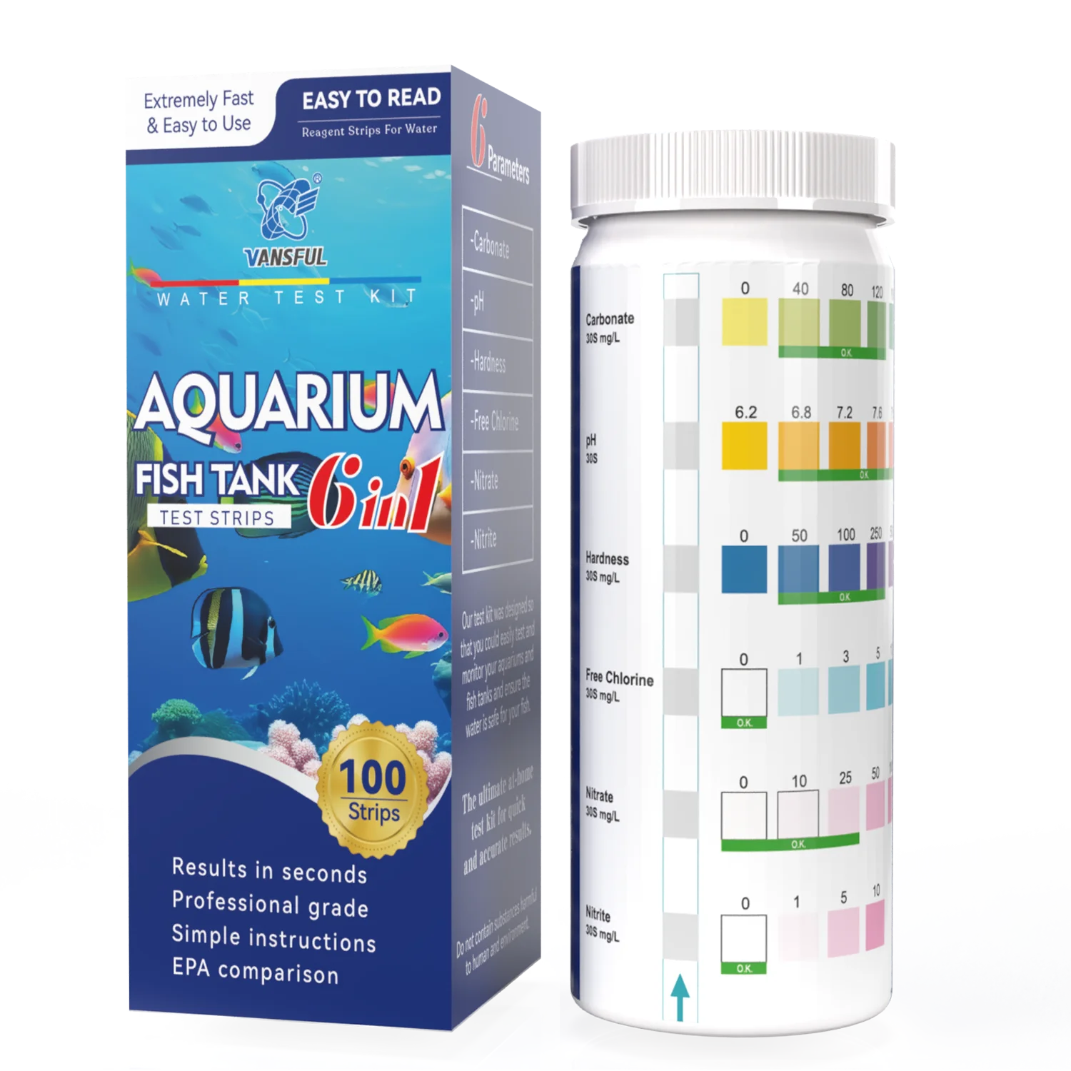 Alkaline water ph testing aquarium quality test kit  6 in 1 chlorine test