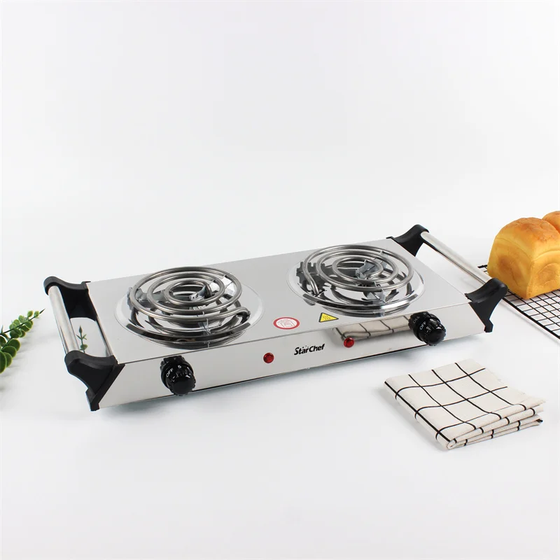 Wholesale Multi-functional Portable Stainless Steel 2000W Electric 2 Burner Cooking Hot Plate With Thermal Fuse