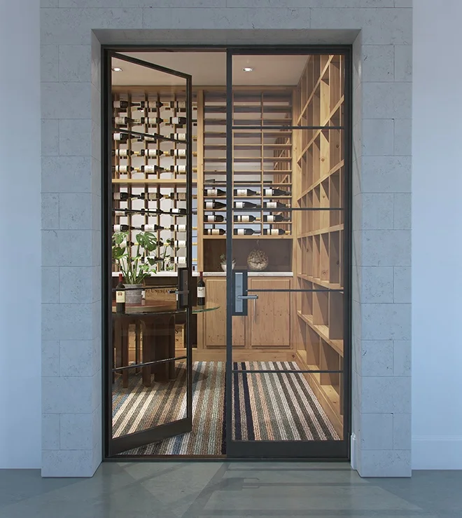 Most Popular Customized Interior Matte Black Steel Frame Tempered Glass Door for Office Building