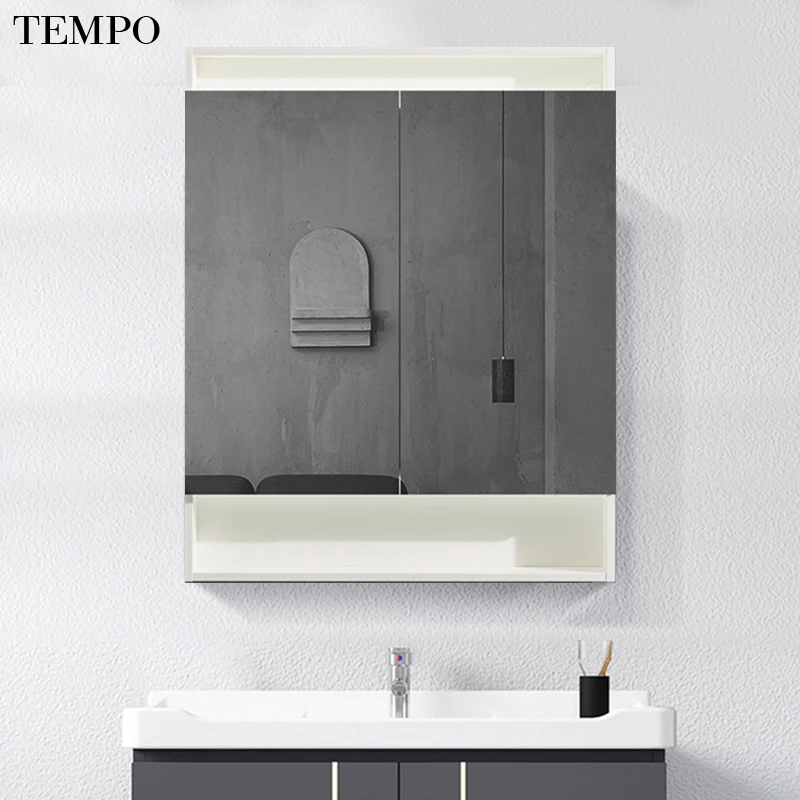 Led Light Mirror Storage Customized Wholesale Soft Close Door Plywood Mirror Cabinet With Led Light