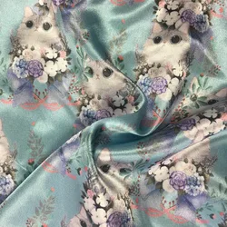 Шелковистый новый стиль цветочный принт 100% полиэстер шармёз атласная шелковая ткань для платья