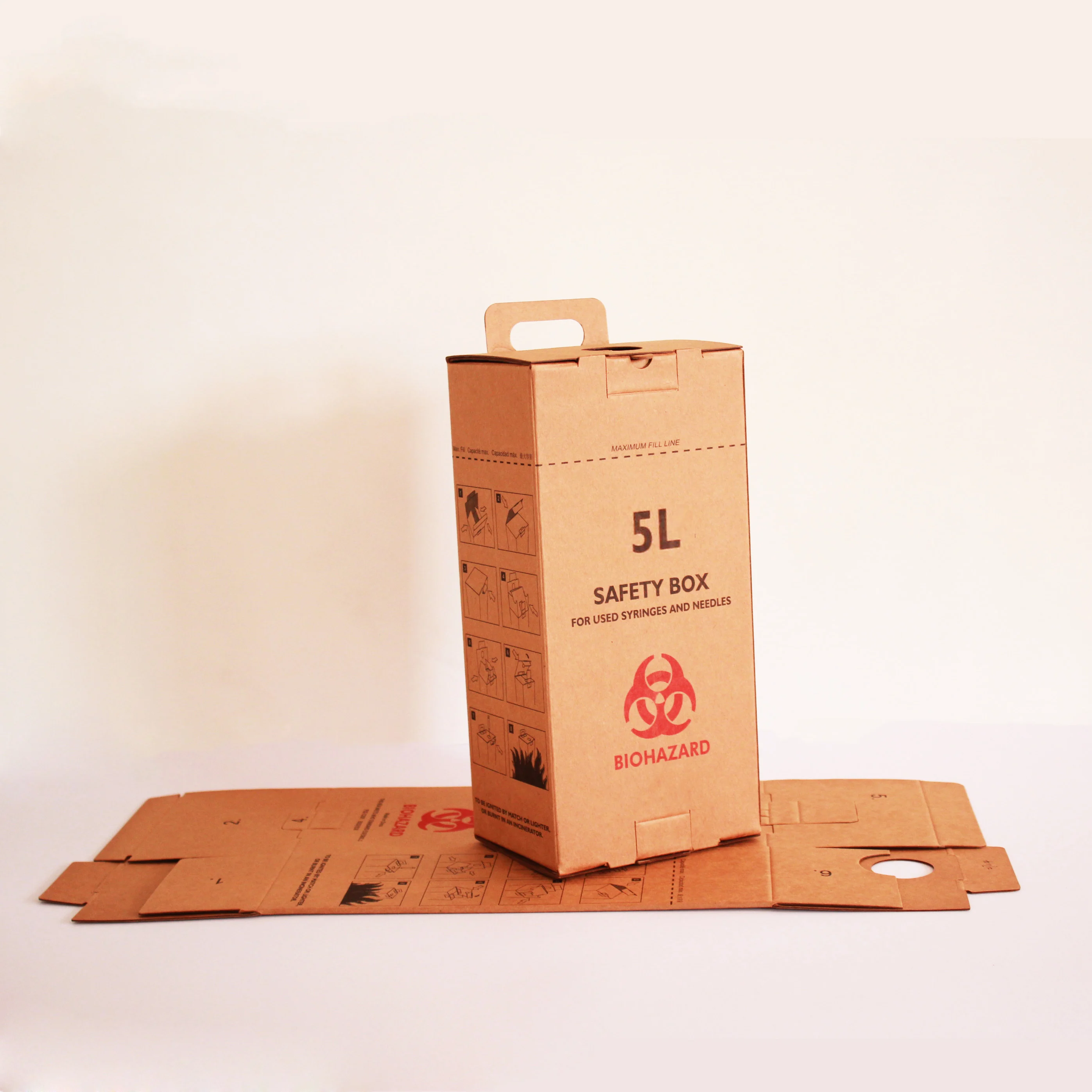 5L 7L 10L 15L 20L 50L Disposable Medical Safety box Cardboard Sharps Container Sharp Safety Box